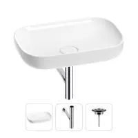 Раковина для ванной Wellsee Croquis 201001011 в наборе 3 в 1: овальная раковина белого глянцевого цвета, сифон, выпуск в цвете хром