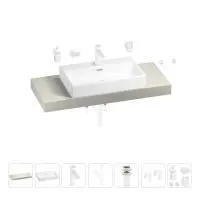 Раковина 70 см со столешницей 120 см Wellsee Graceful Pro 201012695 в наборе 10 в 1: столешница, раковина, смеситель, сифон, донный клапан, угловые вентили, аксессуары (цвет матовый белый)