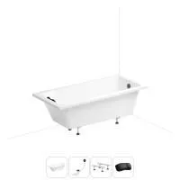 Акриловая ванна в наборе 4 в 1: встраиваемая ванна, слив-перелив, ножки, подголовник Wellsee FreeDom 20212763R