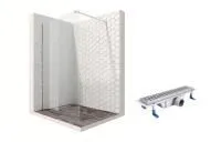 Душевая перегородка Ambassador Walk-in 15031101-ST2, свободный вход, линейный трап, 90см