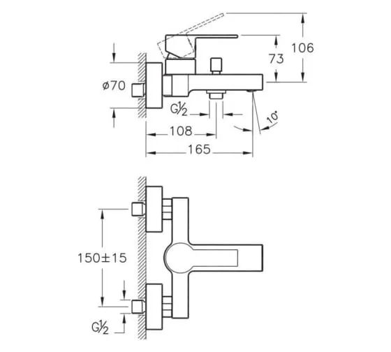 Смеситель для ванны с душем VitrA Flo S A41937EXP