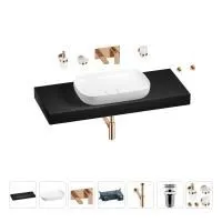 Раковина 60 см со столешницей 120 см Wellsee Croquis 201008244 в наборе 9 в 1: столешница, раковина, встраиваемый смеситель, сифон, выпуск, аксессуары (цвет набора розовое золото)