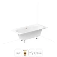 Акриловая ванна в наборе 4 в 1: встраиваемая ванна, слив-перелив, ножки, подголовник Wellsee Dream For More 20216820R