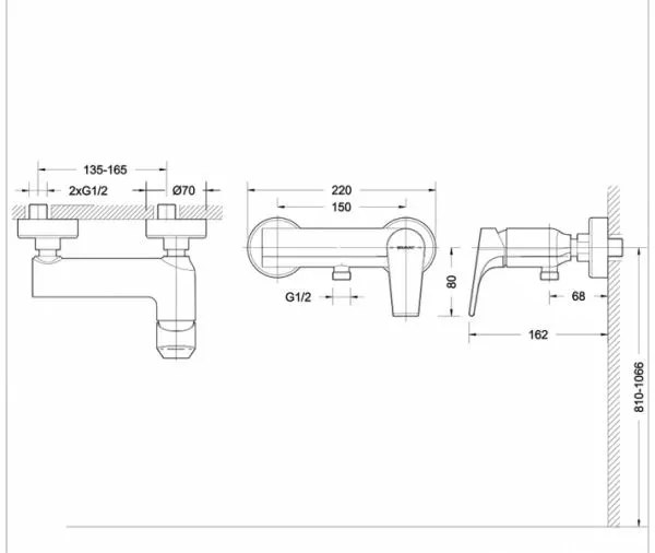 Смеситель для душа Bravat Vega F9119177CP-01