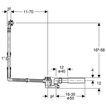 Слив-перелив Geberit 150.525.21.1 удлиненный