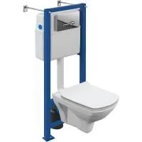 Комплект Cersanit CARINA XL CO DPL EO slim инсталляция VECTOR кнопка ACTIS пластик хром глянцевый, 64074