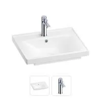 Раковина для ванной Wellsee FreeDom 201000821 в наборе 2 в 1: прямоугольная раковина белого глянцевого цвета, смеситель в цвете хром