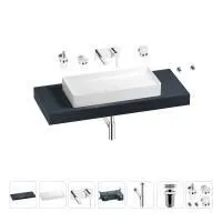 Раковина 75 см со столешницей 120 см Wellsee Pure BY Wellsee 201011706 в наборе 9 в 1: столешница, раковина, встраиваемый смеситель, сифон, выпуск, аксессуары (цвет набора хром)