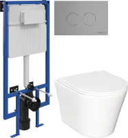 Комплект Унитаз подвесной Ceramicanova Forma CN3011 с микролифтом + Инсталляция STWORKI + Кнопка Хельсинки 500473 хром матовая