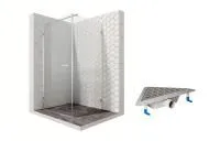 Душевой уголок Ambassador Abner 10011102L-ST10, квадратный, угловой трап, 100х100