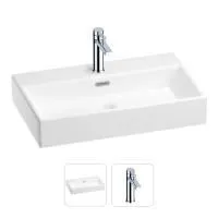 Раковина для ванной Wellsee Graceful Pro 201000791 в наборе 2 в 1: прямоугольная раковина белого глянцевого цвета, смеситель в цвете хром