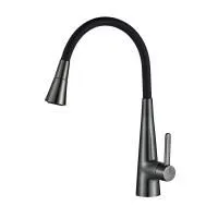 Смеситель для кухни с гибким изливом и режимом "душ" Rose R213T, оружейная сталь