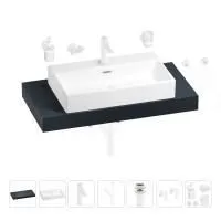 Раковина 70 см со столешницей 100 см Wellsee Graceful Pro 201012650 в наборе 10 в 1: столешница, раковина, смеситель, сифон, донный клапан, угловые вентили, аксессуары (цвет матовый белый)