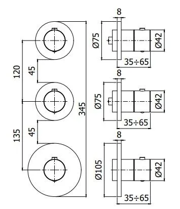 Смеситель для ванны с душем скрытого монтажа Paffoni MODULAR BOX MDE018CR
