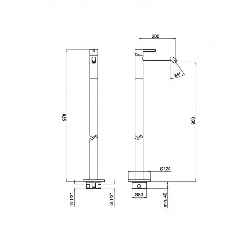 Cмеситель для раковины Webert Elio EL832101560, черный