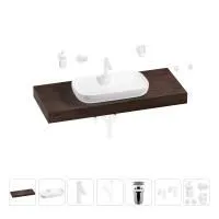 Раковина 60 см со столешницей 120 см Wellsee Croquis 2.0 201008770 в наборе 10 в 1: столешница, раковина, смеситель, сифон, выпуск, угловые вентили, аксессуары (цвет матовый белый)