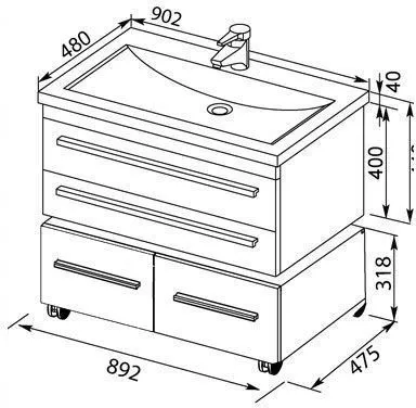 Тумба под раковину Aquanet Нота 90 белый