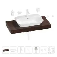 Раковина 65 см со столешницей 100 см Wellsee Eclatant 201013090 в наборе 10 в 1: столешница, раковина, смеситель, сифон, донный клапан, угловые вентили, аксессуары (цвет матовый белый)