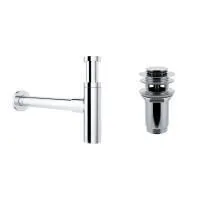 Набор 2 в 1 Wellsee Drainage System 182119001, сифон для раковины, донный клапан, хром