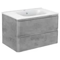 Тумба Vincea Vico 800 подвесная, 2 выкатных ящика soft close, Beton с умывальником VCB-2VP800W из искусственного камня, цвет белый