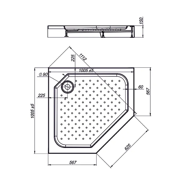 Поддон для душа акриловый Vincea VST-3AP-1010, 1000*1000*150