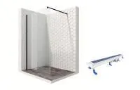 Душевая перегородка Ambassador Walk-in 15031110-ST15, свободный вход, линейный трап, 100см