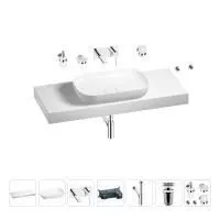 Раковина 60 см со столешницей 120 см Wellsee Croquis 201008226 в наборе 9 в 1: столешница, раковина, встраиваемый смеситель, сифон, выпуск, аксессуары (цвет набора хром)