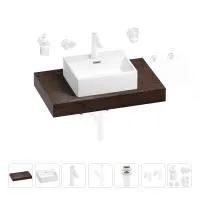 Раковина 43 см со столешницей 80 см Wellsee Graceful Pro 201012190 в наборе 10 в 1: столешница, раковина, смеситель, сифон, донный клапан, угловые вентили, аксессуары (цвет матовый белый)