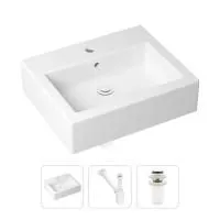Комплект 3 в 1 Lavinia Boho Bathroom Sink 21520672: накладная фарфоровая раковина 50.5 см, металлический сифон, донный клапан