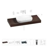 Раковина 60 см со столешницей 120 см Wellsee Croquis 201008205 в наборе 9 в 1: столешница, раковина, встраиваемый смеситель, сифон, выпуск, аксессуары (цвет набора матовый белый)