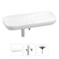 Раковина для ванной Wellsee Croquis 201001046 в наборе 3 в 1: овальная раковина белого глянцевого цвета, сифон, выпуск в цвете хром