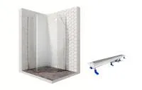 Душевой уголок Ambassador Diamond 12011111R-ST3, пятиугольный, линейный трап, 90х90