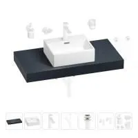 Раковина 43 см со столешницей 100 см Wellsee Graceful Pro 201012225 в наборе 10 в 1: столешница, раковина, смеситель, сифон, донный клапан, угловые вентили, аксессуары (цвет матовый белый)