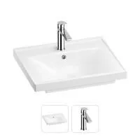 Раковина для ванной Wellsee FreeDom 201000826 в наборе 2 в 1: прямоугольная раковина белого глянцевого цвета, смеситель в цвете хром