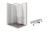 Душевой уголок Ambassador Kingston 14011102-ST3, квадратный, линейный трап, 90х90