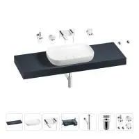 Раковина 60 см со столешницей 140 см Wellsee Croquis 201008286 в наборе 9 в 1: столешница, раковина, встраиваемый смеситель, сифон, выпуск, аксессуары (цвет набора хром)