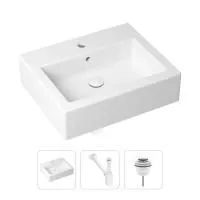 Комплект 3 в 1 Lavinia Boho Bathroom Sink 21520673: накладная фарфоровая раковина 50.5 см, металлический сифон, донный клапан