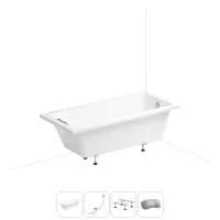 Акриловая ванна в наборе 4 в 1: встраиваемая ванна, слив-перелив, ножки, подголовник Wellsee FreeDom 20212759R