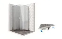 Душевой уголок Ambassador Queen 11011102-ST10, полукруглый, угловой трап, 100х100