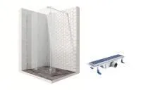 Душевая перегородка Ambassador Walk-in 15031106-ST1, свободный вход, линейный трап,100х25