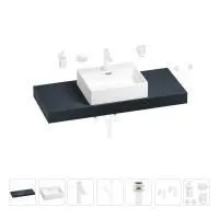 Раковина 50 см со столешницей 120 см Wellsee Graceful Pro 201012530 в наборе 10 в 1: столешница, раковина, смеситель, сифон, донный клапан, угловые вентили, аксессуары (цвет матовый белый)