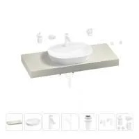Раковина 60 см со столешницей 120 см Wellsee Calin 201007775 в наборе 10 в 1: столешница, раковина, смеситель, сифон, донный клапан, угловые вентили, аксессуары (цвет матовый белый)
