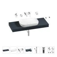 Раковина 60 см со столешницей 120 см Wellsee Croquis 201008166 в наборе 9 в 1: столешница, раковина, встраиваемый смеситель, сифон, выпуск, аксессуары (цвет набора хром)