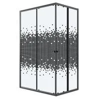 Душевое ограждение Niagara Eco NG-1018-14QBLACK (100х80х190) прямоугольник,раздвижное,черный,стекло мозаика