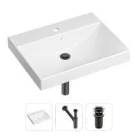 Комплект 3 в 1 Lavinia Boho Bathroom Sink 21520578: врезная фарфоровая раковина 60 см, металлический сифон, донный клапан