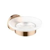 Стеклянная мыльница с латунным настенным держателем Wellsee Finishing Touch 182504000 (цвет мыльницы матовый, цвет держателя розовое золото). Для применения в ванной комнате и кухне