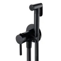 Встраиваемый однорычажный смеситель с гигиенической лейкой SHEVANIK S147H черный, латунь