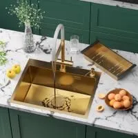 Кухонная мойка RoxenBath Simple 60 PVD золото  (текстурное покрытие)