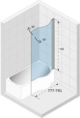 Шторка для ванны Riho Novik Dorado Z108 80 R GZT94000762