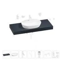 Раковина 60 см со столешницей 120 см Wellsee Calin 201007785 в наборе 10 в 1: столешница, раковина, смеситель, сифон, донный клапан, угловые вентили, аксессуары (цвет матовый белый)